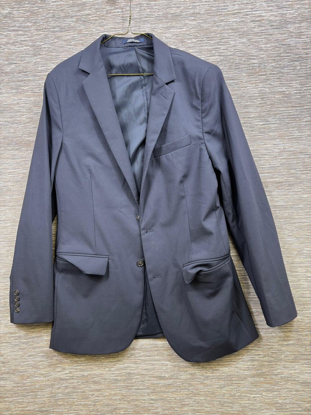 Lands' End Blazer Mens Sz 42 Long Blue Stretch Wool Blend Suit Jacket Two Button